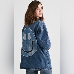 Lucky Brand Blue Denim Jacket with Smiley Face